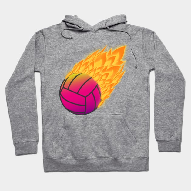Volleyball On Fire Hoodie by Designoholic